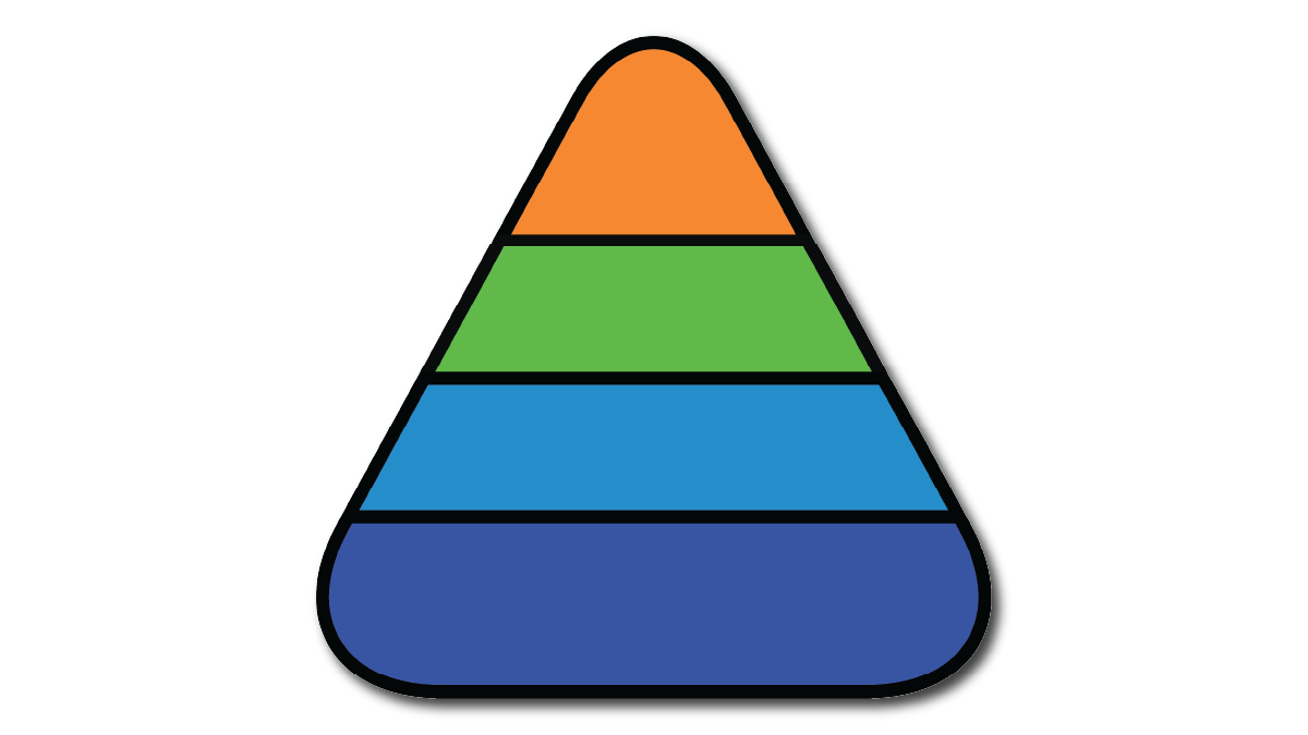 California Teaching Pyramid logo consisting of a triangle with 4 horizontal bands