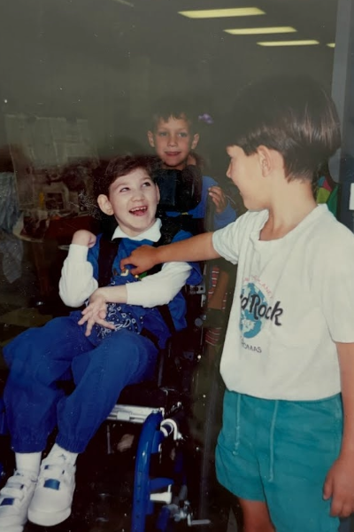 Andrew Perry and friends at school